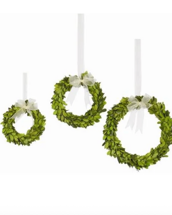 Boxwood Wreath with Ribbons (Set of 3)
