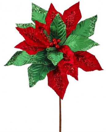 Classic Christmas Velvet Poinsettia 22"
