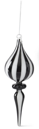 Black & White Striped Glass Finial (Sold Separately)