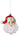 A vintage-style glass Christmas ornament shaped like Santa's face, featuring a red hat with white stripes, blue eyes, and a glittery white beard, hanging against a plain white background.
