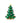 A green ceramic Christmas tree figurine decorated with colorful ornaments, small bells, and a gold star on top, set against a plain white background.