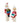 A Christmas-themed figurine set featuring Santa Claus and an elderly woman sitting on cylindrical pedestals. Santa wears a red suit and hat with white beard and holds a green and blue gift box with a gold bow.