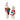 A Christmas-themed figurine set featuring Santa Claus and an elderly woman sitting on cylindrical pedestals. Santa wears a red suit and hat with white beard and holds a green and blue gift box with a gold bow.