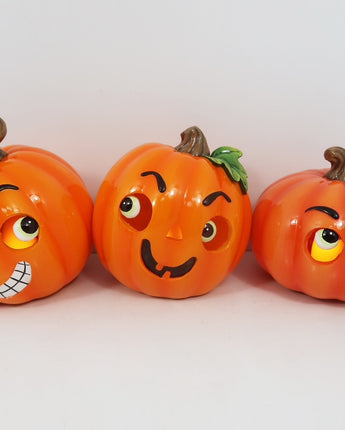 6" Funny Face Lit Pumpkin (Sold Separately)