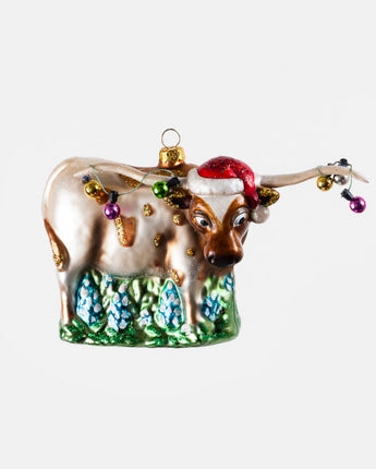 6" Christmas Longhorn Ornament