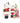 Two vintage Christmas hanging ornaments depicting Santa Claus, one standing and one by a brick chimney with a tree, shown against a plain white background.