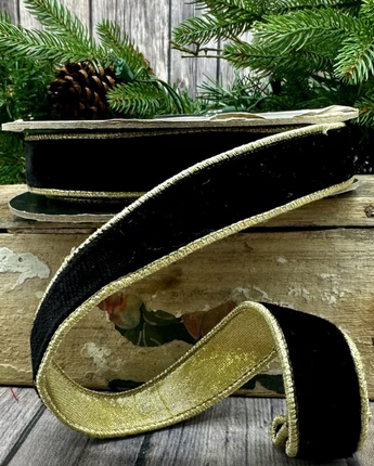 1" Black Lush Velvet Ribbon