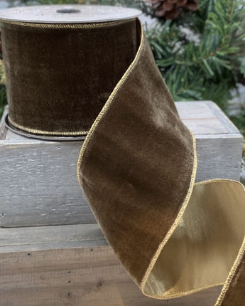 4" Bark Vintage French Velvet Ribbon