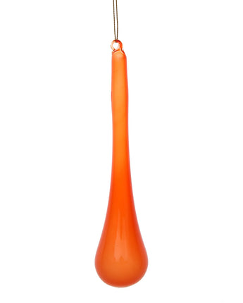 9" Orange Bubblegum Glass Teardrop Finial