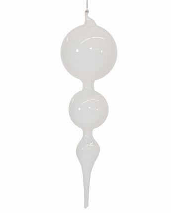 11" White Bubblegum Glass Finial
