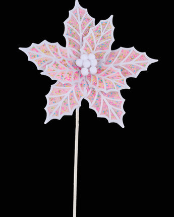 19.5" Speckle Holly Leaf Poinsettia