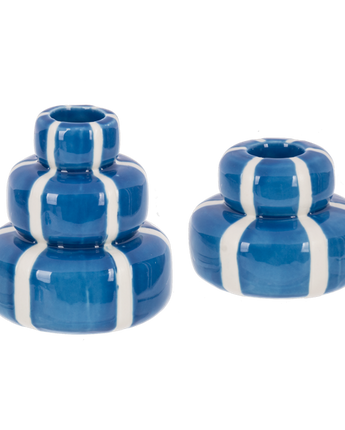 Blue Stripe Taper Holder (Sold Separately)