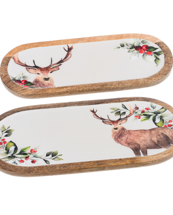 Oval Holiday Stag Serving Tray (Sold Separately)
