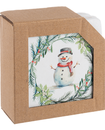 Snowman with Wreath Coaster (Set of 4)