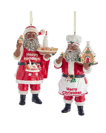 4.6" Black Santa Chef Ornament (Sold Separately)