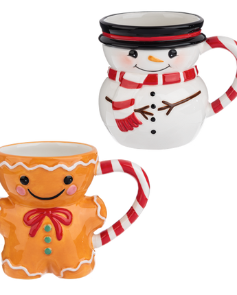 Gingerbread & Snowman Mugs (Sold Separately)