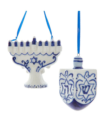 3" Porcelain Hanukkah Ornaments (Sold Separately)