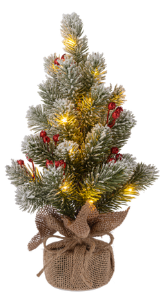 14.5" Light Up Snowy Pine Tree