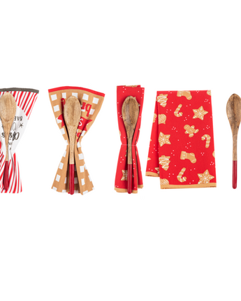 Tea Towel with Wooden Spoon Gift Set (Sold Separately)