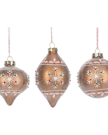 Frosted Gingerbread Ball Ornaments (Sold Separately)