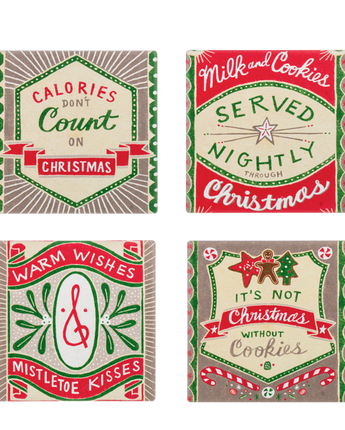 Retro Holiday Message Coaster (Set of 4)