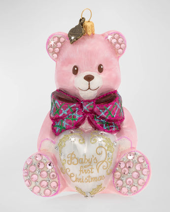 Baby's 1st Christmas Teddy Glass Ornament