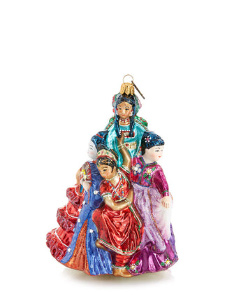 Nine Ladies Dancing Glass Ornament