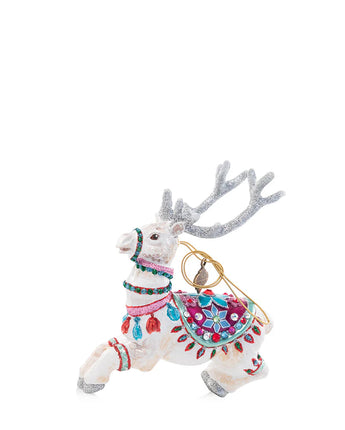Cupid Reindeer Glass Ornament