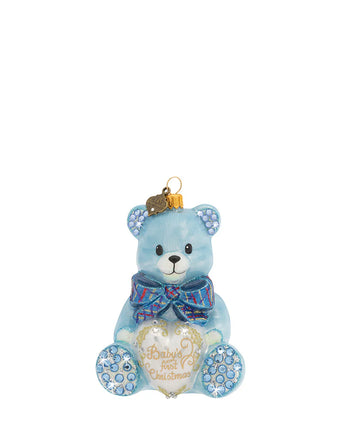 Baby's 1st Christmas Teddy Glass Ornament