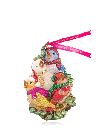 Four Calling Birds Glass Ornament