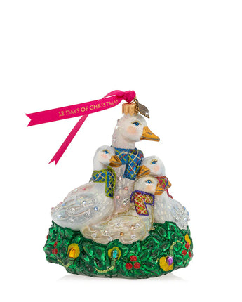 Six Geese A Laying Glass Ornament
