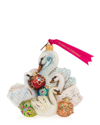 Seven Swans A Swimming Glass Ornament