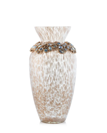 8" Norah Bejeweled Vase-White Opal
